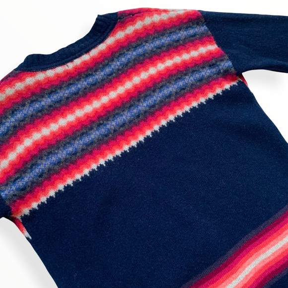 Gap Navy Blue & Red Lambs Wool Fair Isle Cardigan Sweater - Picture 8 of 11
